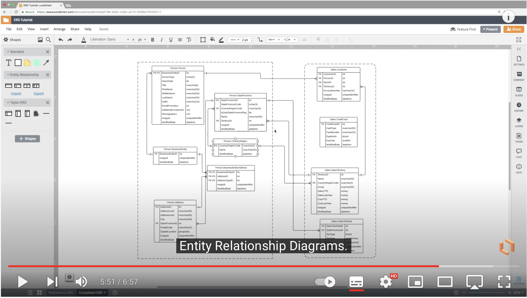 YouTube: LucidChart Entity Relationship Diagram (ERD) Tutorial - Part 1 